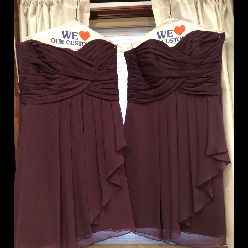 Plum chiffon 2 dresses David Bridal